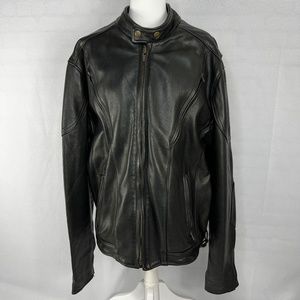 Walter Dyer Morrison for Men Black Leather Motorcycle Jacket Size: 42 (Large)